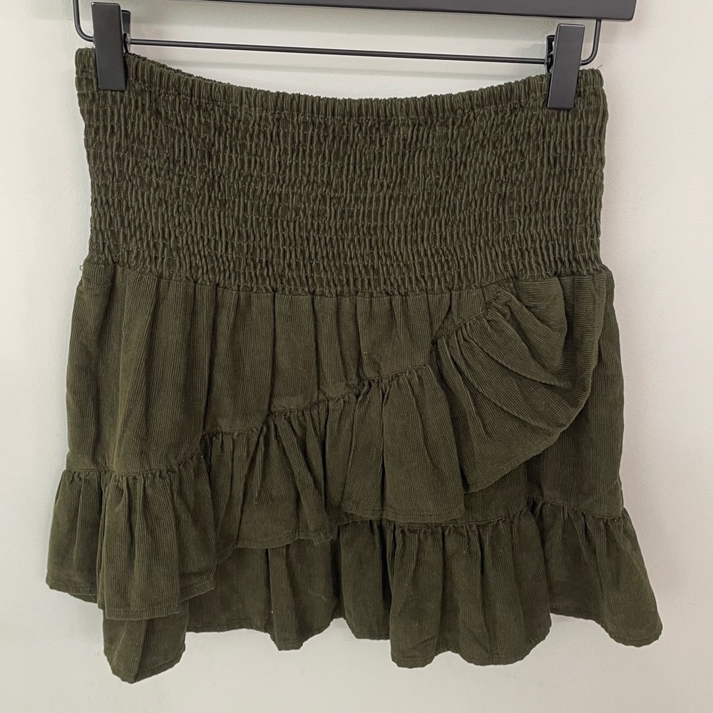 Madison Mathews Mini Corduroy Ruffle Skirt Size XS Coastal Cowgirl Smocked. B